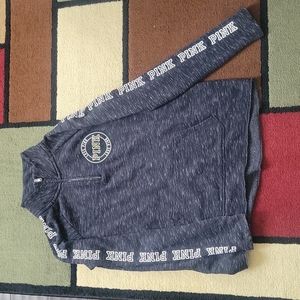 PINK Dark Gray Quarter Zip Size Small